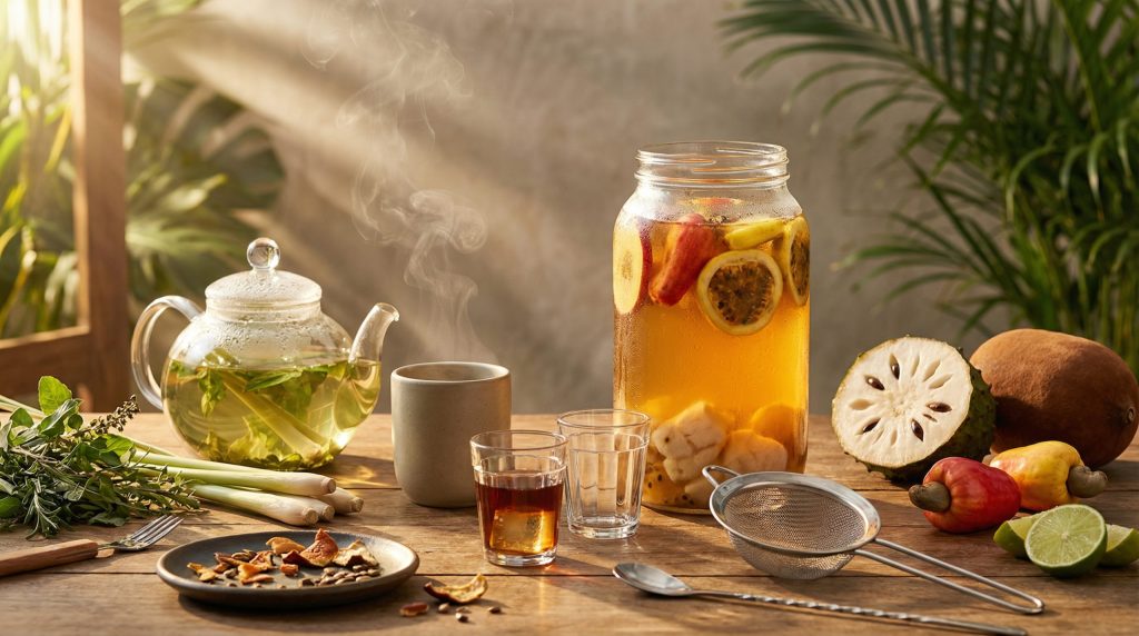 Folhas e Frutas: O Essencial das Bebidas Brasileiras